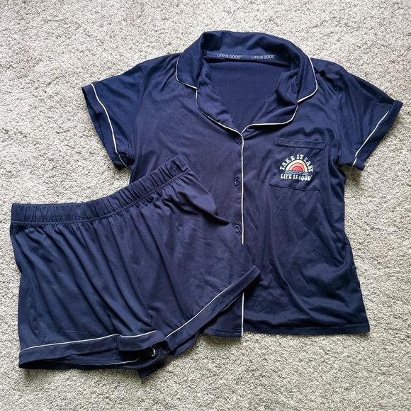 Life Is Good Other - Life is Good Short Sleeve & Shorts Pajama Set Blue Size Medium